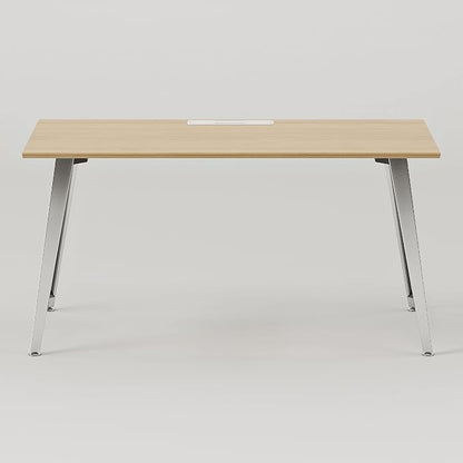 Branch Office Desk - Modern Home Office Desk - Efficient Cable Management and Fast Assembly - Compact Workstation for Home or Apartment - 48” Woodgrain Top - Mirror Base