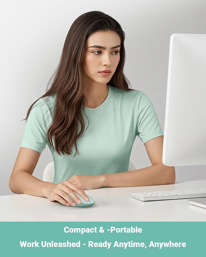 wegear USB Wireless Mouse for Laptop PC Mac, 2.4GHz Cordless Mouse with 6 Buttons, 5-Level Adjustable 4000 DPI, Ergonomic Portable Optical Computer Mice, 24-Month Battery Life (Mint Green)