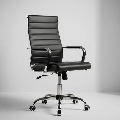 Okeysen Office Desk Chair, Ergonomic Leather Modern Conference Room Chairs, Executive Ribbed Adjustable Swivel Rolling Chair for Home Office.