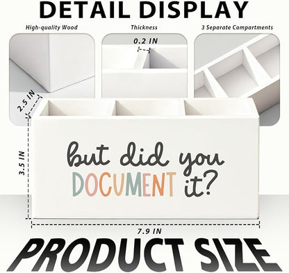 Funny But Did You Document It Pen Pencil Holder for Desk, HR Human Resources Gifts, Office Humor Gifts for Coworkers Women Men Wooden Box Sign Decorations for Office Desk Tabletop