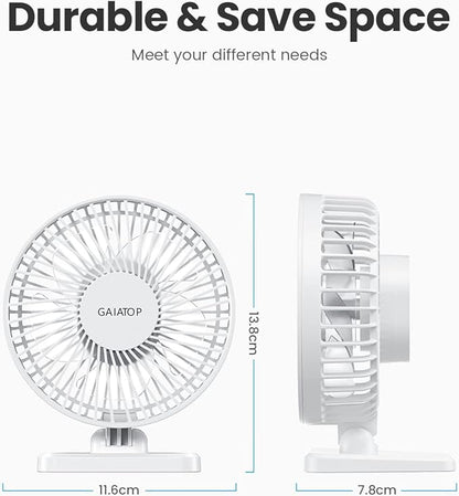 Gaiatop USB Desk Fan, Small But Powerful, Personal Portable Quiet 3 Speeds, Adjustable Mini Table Desktop fan for Cooling Home Office Car Summer Travel Gifts White
