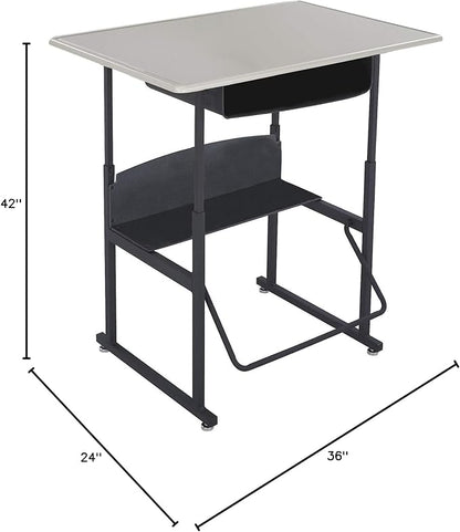 Safco Products AlphaBetter Adjustable-Height Desk, 36" W x 24" D Standard Desktop, Book Box, Swinging Footrest Bar