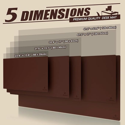 K KNODEL Small Office Leather Desk Mat, Mouse and Keyboard Pad, Computer and Laptop Mat, Desktop Protector and Cover, Writing Pad and Blotter (23.6"x13.8", Dark Brown)