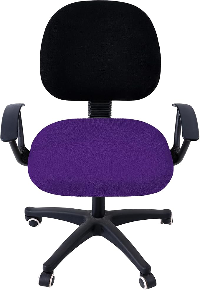 Smiry Stretch Jacquard Office Computer Chair Seat Covers, Removable Washable Anti-dust Desk Chair Seat Cushion Protectors - Violet
