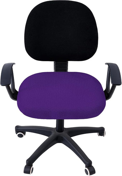 Smiry Stretch Jacquard Office Computer Chair Seat Covers, Removable Washable Anti-dust Desk Chair Seat Cushion Protectors - Violet