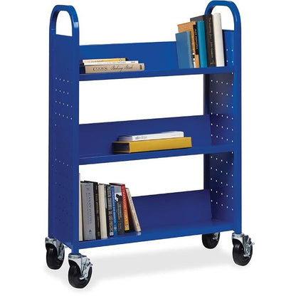 Lorell Single-Sided Steel Book Cart, Blue