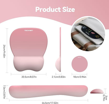 TECKNET Gel Mouse Pad with Wrist Rest, 3 in 1 Keyboard Wrist Rest for Pain Relief, Non-Slip PU Base & Easy Typing, Ergonomic Mousepad Set for Office & Home