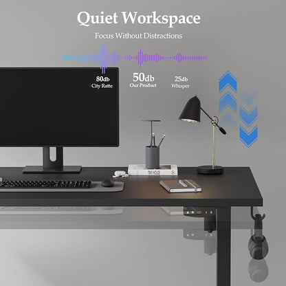 Klicelor 40 Inch Electric Standing Desk, Height Adjustable Office Desk, Sit Stand Up Computer Desk with Memory Preset, Two-Piece Desktop, Black