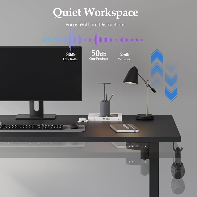 Klicelor 63 Inch Large Electric Standing Desk, Height Adjustable Office Desk, Sit Stand Up Computer Gaming Desk with Memory Preset, Three-Piece Desktop, Black