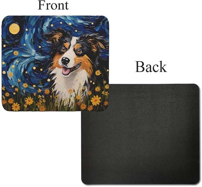 Tubbie Prints Starry Night Dog Mouse Pad for Home Office Gaming Working Desk Computer Desktop Accessories Non-Slip Rubber Mouse Pad for Dog Lovers (Australian Shepherd)