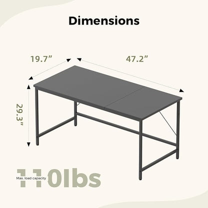 Mericonia 48 inch Computer Desk, Gaming Desk for Small Spaces, Modern Simple Style Table for Home Office, Study Student Writing Table