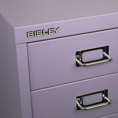 Bisley 6-Drawer Steel MultiDrawer Cabinet - Lilac | Chrome Pull Handles with Label Holders, Powder-Coated Steel, Removable Drawers, Fits Under Most Desks, Labels Included