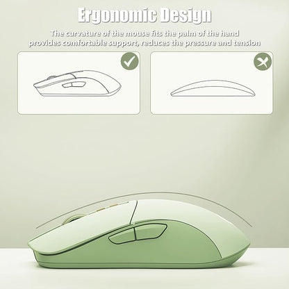 Wireless Gaming Mouse Tri-Mode 2.4GHz/Bluetooth 5.0/Wired USB-C 5-Level DPI Rechargeable Ergonomic Silent Optical Mice for iMac/MacBook/Computer/Laptop, Matcha Green