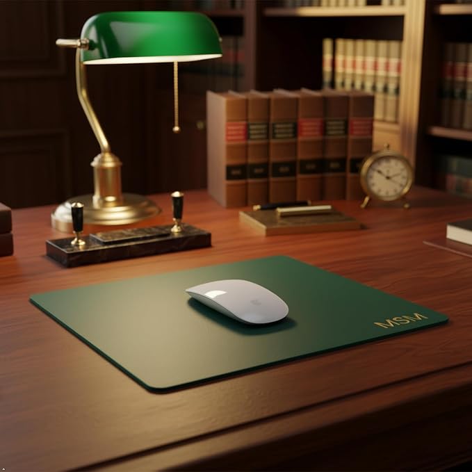Northwind Personalized Leather Mouse Pad – Made in USA - Minimalist Custom Monogrammed Full Grain Leather Mousepad | Premium Office Desk Accessory Gift for Men and Women, 7.5" x 9" Rectangular
