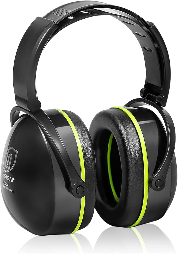 LYSIAN 31dB Hearing Protection Earmuffs, Foldable Adjustable Safety Ear Muffs for Shooting, Construction, Lawn Mowing, Adults