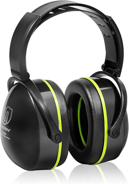LYSIAN 31dB Hearing Protection Earmuffs, Foldable Adjustable Safety Ear Muffs for Shooting, Construction, Lawn Mowing, Adults