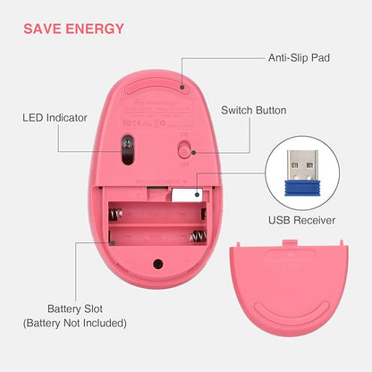 Rii Wireless Mouse RM700 2.4G Silent Mouse with USB Nano Receiver for Laptop,PC,Mac,Chromebook,Windows (Pink)