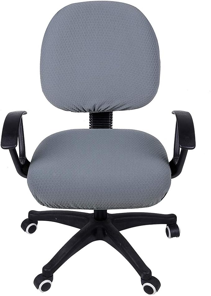 Smiry Stretch Jacquard Office Computer Chair Covers, Removable Washable Universal Desk Rotating Chair Slipcovers Protector, Seat + Backrest Cover, Grey