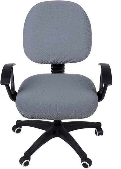 Smiry Stretch Jacquard Office Computer Chair Covers, Removable Washable Universal Desk Rotating Chair Slipcovers Protector, Seat + Backrest Cover, Grey
