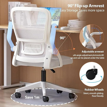 Office Chair, Ergonomic Desk Chair Breathable Mesh Chair Swivel Chair with Flip-Up Arms and Lumbar Support Computer Chair for Home Office