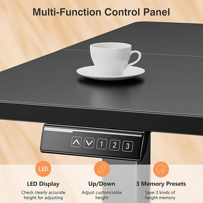 Sweetcrispy Electric Standing Desk Height Adjustable, 40 Inch Sit Stand Up Desk, Home Office Rising Gaming Table Computer Workstation with Memory Preset Splice Board, Black