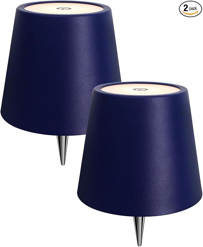2 Pack Wireless Bottle Lamp,Rechargeable LED Wine Bottle Lamp Shade with Touch Dimming,3 Color Temperatures, Cordless Bottle Lights for Liquor Bottles,Bar, Restaurant,Bedroom Decor (Dark Blue,2pcs)