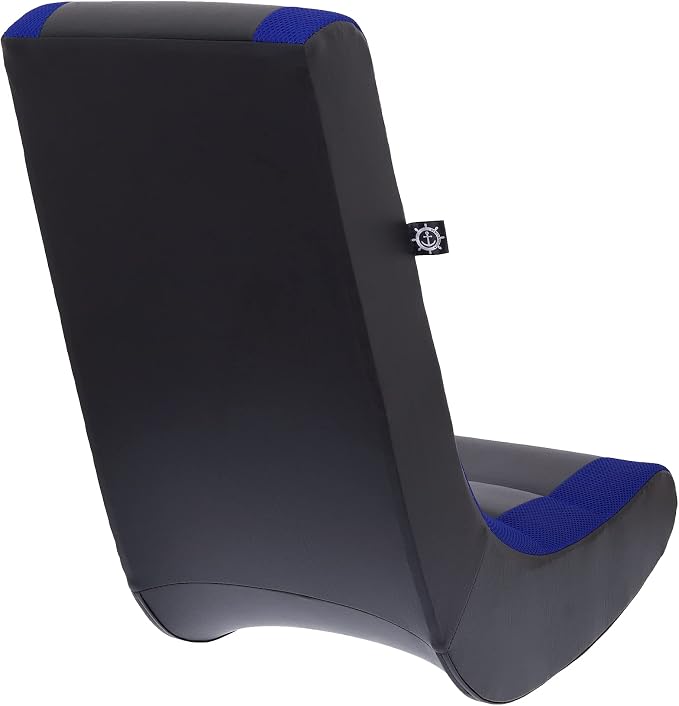 The Crew Furniture Classic Video Rocker Gaming Chair, for Kids and Teens, PU Faux Leather & Polyester Mesh, Black/Blue