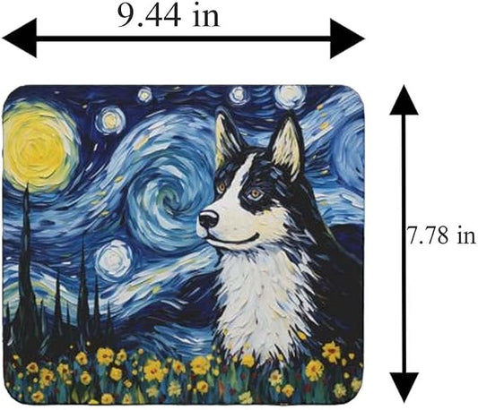 Starry Night Husky Dog Mouse Pad for Computer Laptop Home Office Gaming Working Desk Desktop Accessories Non-Slip Rubber Mouse Pad for Dog Lovers (Husky)