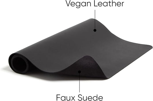 Smead Desk Pad, Vegan Leather Desk Mat with Non-Slip Faux Suede Backing, Perfect Desk Organizer for Office Decor, 23.6” x 13.7” Small, Charcoal (64838)
