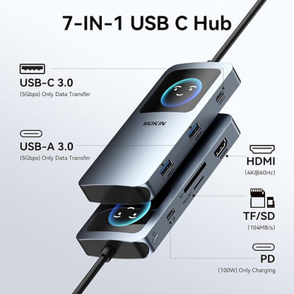 USB C Hub HDMI Adapter for MacBook Pro/Air, MOKiN 7 in 1 USB C Dongle with HDMI