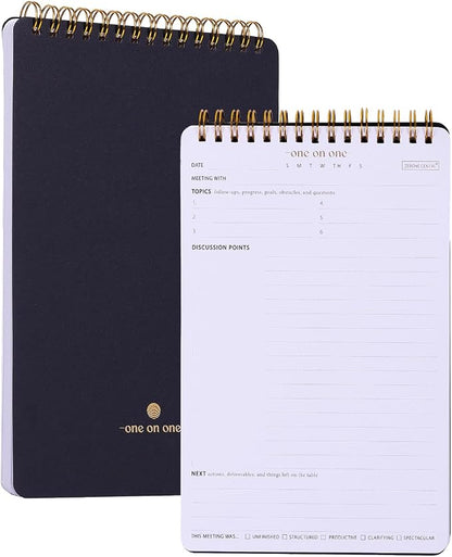 Meeting Notebook for Work with Action Plan - A5 Perfect Spiral Notepad for Team Leads to Professionally Manage Business Projects - 54 Sheets TO Keep Notes Organized & Productive-Black-A5