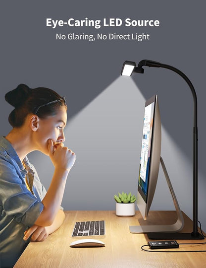 Kary LED Desk Lamps for Home Office, Tall Desk Light with Base, Flexible Gooseneck Adjustable 5-Level Dimmable Brightness & Color, Height Architect Lamp for Working, Reading, Crafting, Study