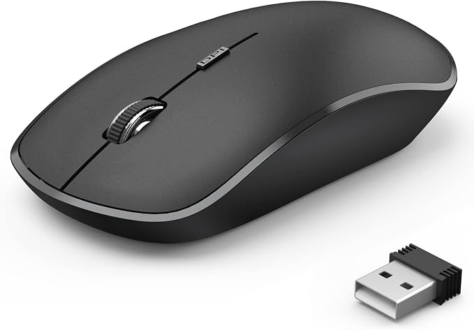 JOYACCESS Wireless Mouse for Laptop, J 2.4G Slim Portable Wireless Silent Mouse, 5 Adjustable DPI, Computer Mouse Wireless with USB Receiver for Desktop,PC,Notebook,MacBook,Chromebook (Black)