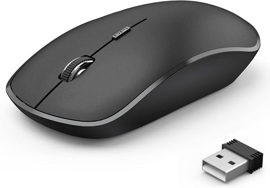 JOYACCESS Wireless Mouse for Laptop, J 2.4G Slim Portable Wireless Silent Mouse, 5 Adjustable DPI, Computer Mouse Wireless with USB Receiver for Desktop,PC,Notebook,MacBook,Chromebook (Black)