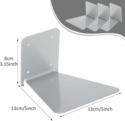 Jetec 6 Pack Invisible Floating Bookshelf Wall Mounted Floating Bookshelves Heavy Duty Book Organizers Hidden Book Shelf Metal Shelves Holder for Books Bedroom Living Room Home Office (Silver Grey)