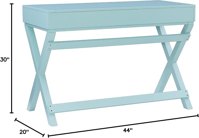 Linon Home Décor Jaycee Blue Writing Desk, 20"D x 44"W x 30"H, Blue