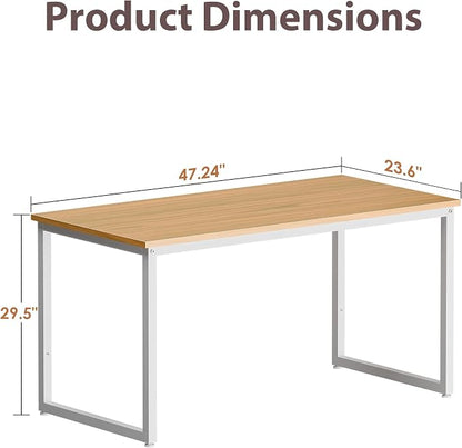 ZenStyle Computer Desk 47" Large Office Desk Computer Table Laptop PC Simple Study Writing Desk for Home Office, Light Brown