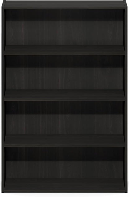 Furinno Basic Book Shelf, 4-Tier Bookcase with Open Shelf, Bookshelf, Cube Storage Organizer, 6 x 24 x 35, for Living Room, Bedroom, Home Office, Espresso