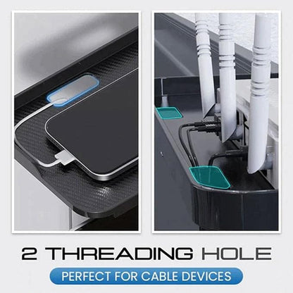 Bodur Top TV Monitor Shelf - Multifunctional Headboard Cable Box Holder , Ideal for Behind Computer, DVD Player and Television Screen Stand Mount with Shelves & Shield Pro Attachment
