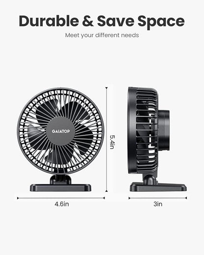 Gaiatop USB Desk Fan, Small But Powerful, Personal Portable Quiet 3 Speeds, Adjustable Mini Table Desktop fan for Cooling Home Office Car Summer Travel Gifts Black