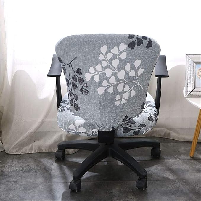 Jinzio Computer Office Chair Cover - Split Protective & Stretchable Cloth Polyester Universal Desk Task Chair Chair Covers Stretch Rotating Chair Slipcover, Silver Grey