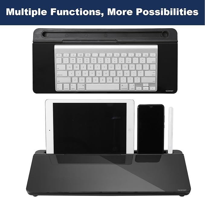 TSJ OFFICE Desktop Whiteboard Dry-Erase-Board - Computer Keyboard Stand White Board Surface Pad with Drawer, Desk Organizers with Accessories for Office, Home, School Supplies - Complete Black