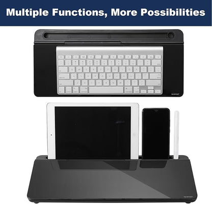 TSJ OFFICE Desktop Whiteboard Dry-Erase-Board - Computer Keyboard Stand White Board Surface Pad with Drawer, Desk Organizers with Accessories for Office, Home, School Supplies - Complete Black