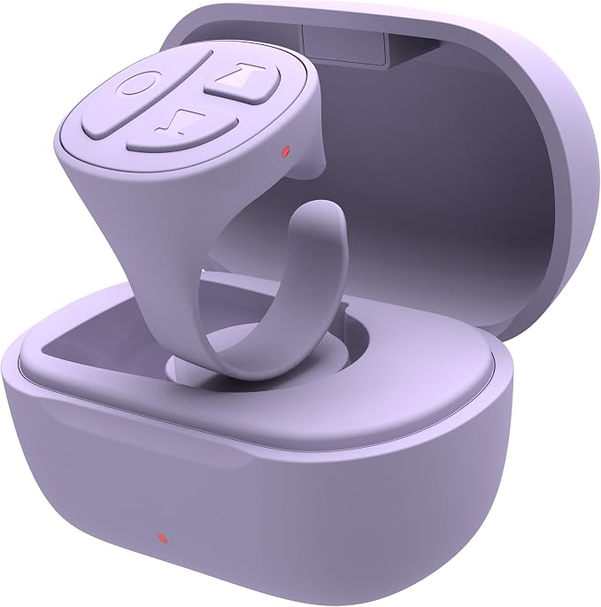 Tiktok Scrolling Ring, Bluetooth Camera Remote Control, Scrolling Ring Remote for iPhone TikTok FB YouTube IG Android Phone, Fingertip Wireless Scroller Page Turner (Purple)