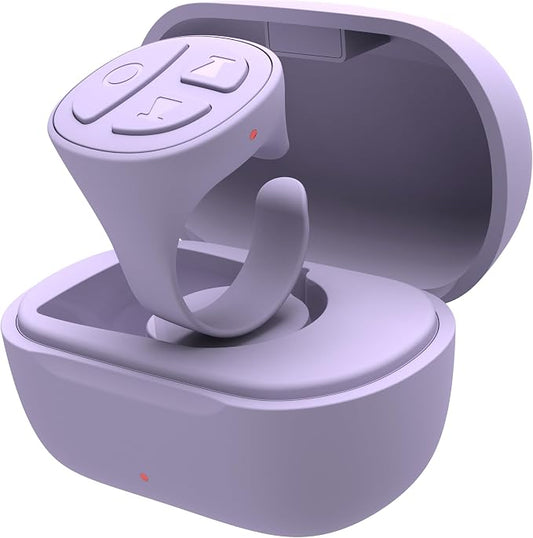 Tiktok Scrolling Ring, Bluetooth Camera Remote Control, Scrolling Ring Remote for iPhone TikTok FB YouTube IG Android Phone, Fingertip Wireless Scroller Page Turner (Purple)