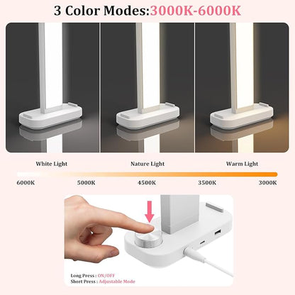 iVict Nail Desk Lamp, 34" Nails Tech Light with Phone Stand, 0-100% Adjustable Brightness, 3000K-6000K Color Temperature Led Desk lamp for Nail, Tattoos, Eyebrows, Beauty