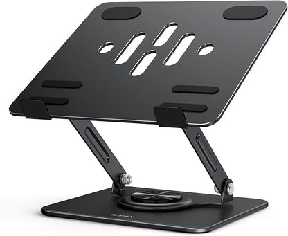 BESIGN Laptop Stand with 360° Rotating Base, Ergonomic Adjustable Notebook Riser, Foldable Computer Holder Compatible with 10-14" Laptops, LS11 Black
