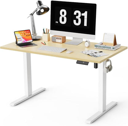 WALKINGDESK 48x24 Inches Whole Piece Electric Standing Desk, Seamless One Piece Height Adjustable Sit to Stand up Desk for Home Office, Ergonomic Computer Workstation, Oak