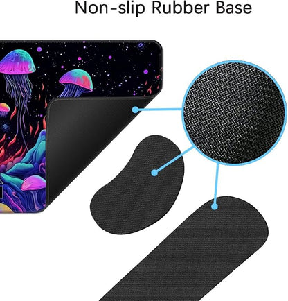 Desk Mat, Large Gaming Mouse Pad with Wrist Rest, 4 in1 XXL Mouse pad+Keyboard Wrist Rest+Mouse Pad Wrist Support+Cup Coaster Set, Ergonomic Desk Pad for Home Office,Spaceman