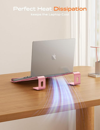 LOXP Laptop Stand for Desk, Laptop Stand with Wrist Support, Ergonomic Detachable Laptop Riser, Mount, Holder Notebook Computer Stand for MacBook Air Pro, HP, Dell, XPS, HP (10-17") Laptops - Pink